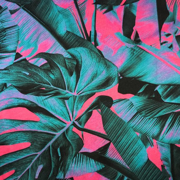 New NWT 4F Crop Top Shirt, Blue Pink Tropical Print Women's M, Floral, Hawaiian - Picture 12 of 12